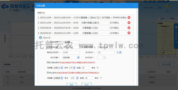 水肥一體化系統(tǒng)任務設置界面